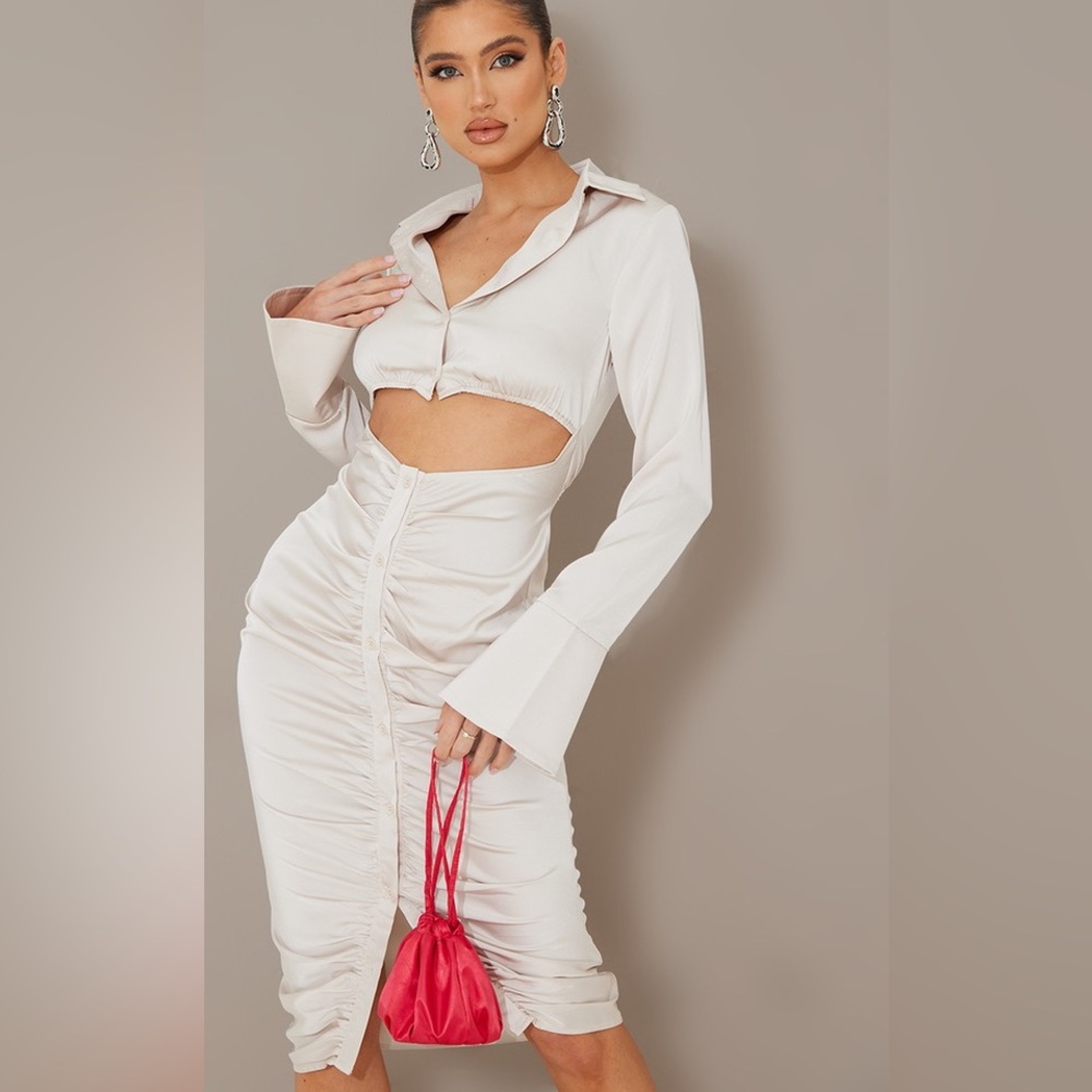 Satin Cut out Midi Dress